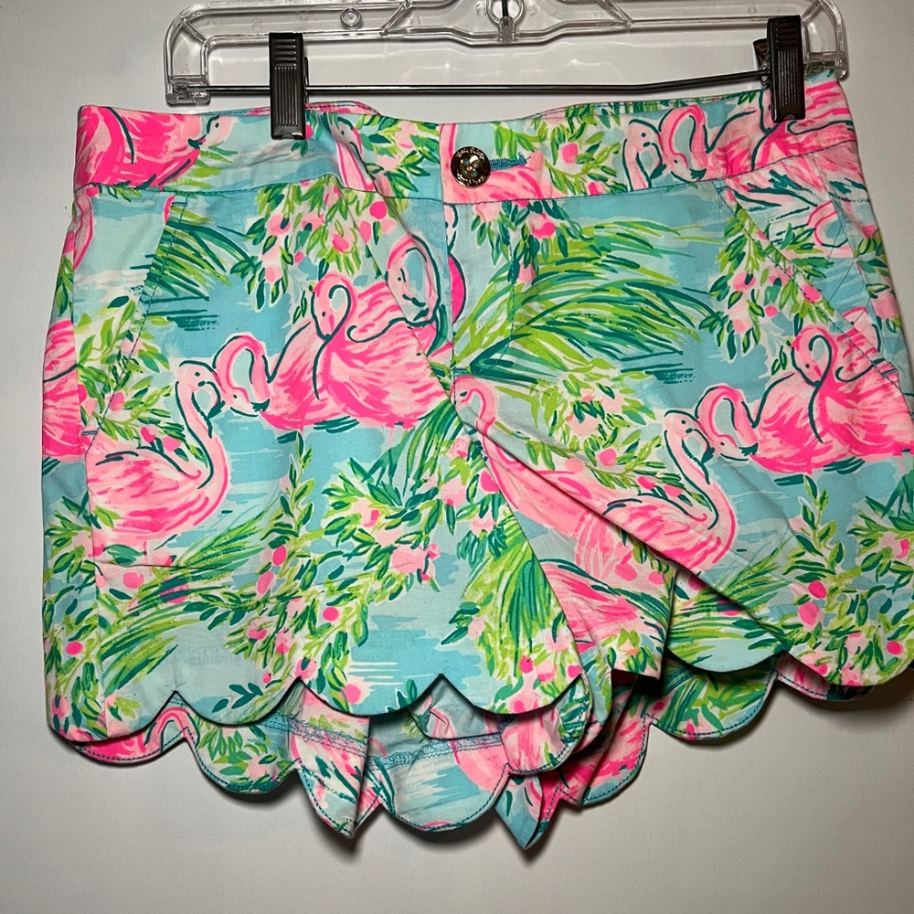 Lilly Pulitzer Buttercup Stretch Short Floridita Flamingos Size 6 NWT
